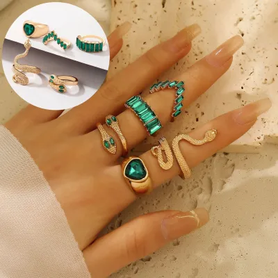 5 Pcs Trendy Snake Finger Ring Set